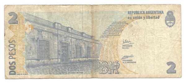 Reposicion 2 Pesos Convertibles sin Leyenda Bottero 3223 Redrado-Camaño MB- - Imagen 2