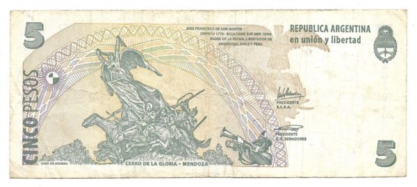 Reposicion 5 Pesos Convertibles sin Leyenda Bottero 3326 Redrado-Cobos MB- - Imagen 2