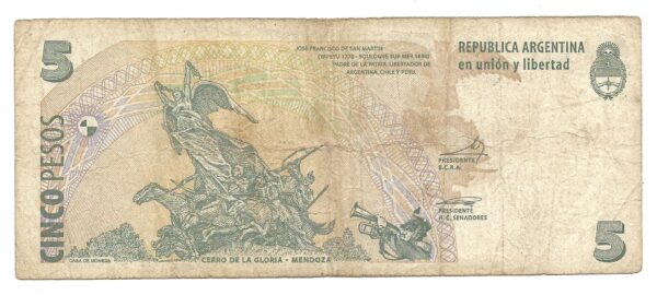 Reposicion 5 Pesos Convertibles sin Leyenda Bottero 3329 Marco del Pont-Cobos MB- - Imagen 2