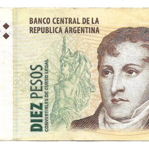 Argentina 10 Pesos Convertibles serie D Pou-Pascual Bottero 3409 MB+ (escrito)