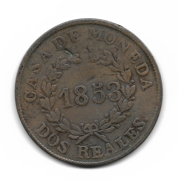 Buenos Aires 2 Reales 1853 A3-R2 CJ18.2.1 MB
