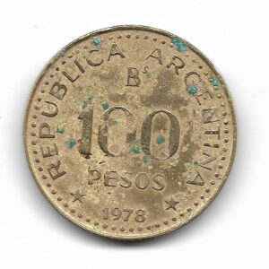 Argentina 100 Pesos 1978 Laureles Reemplazan Fecha CJ305.3 Muy Escasa MB-