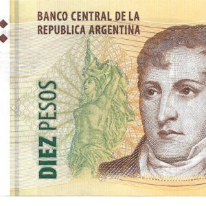 Argentina 10 Pesos Convertibles sin Leyenda serie P Marco del Pont-Dominguez COL781c SC