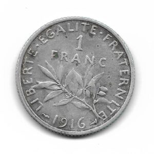 Francia 1 Franco de Plata 1916 KM844.1 MB