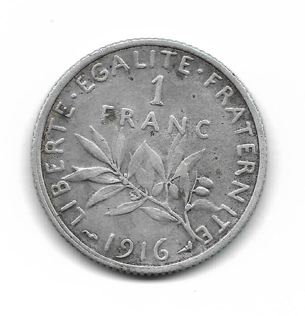 Francia 1 Franco de Plata 1916 KM844.1 MB