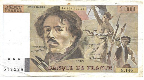 Francia 100 Francos 1989 Delacroix P154d MB