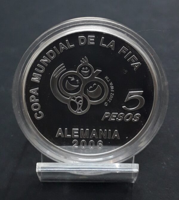 Argentina 5 Pesos Plata 2004 Mundial de Futbol Alemania 2006 CJ8.10 Proof Estuche y Certificado - Imagen 2