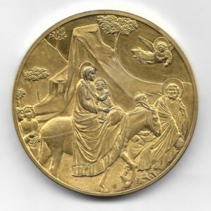 Medalla de Plata Flight into Egypt 1304-1312 Giotto 2 Onzas de Plata .925 Bañada en Oro 24 K