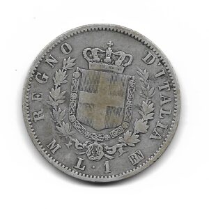 Italia 1 Lira de Plata 1863M KM5a.1 MB