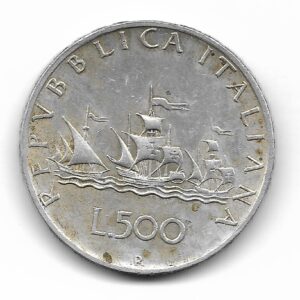 Italia 500 Liras de Plata 1959 KM98 MB+
