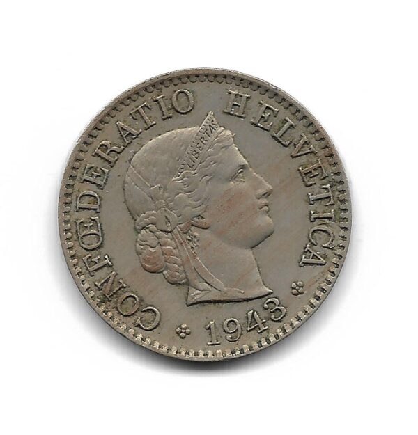 Suiza 5 Rappen 1943 KM26 EXC