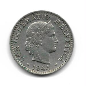 Suiza 20 Rappen 1944 KM29a MB+