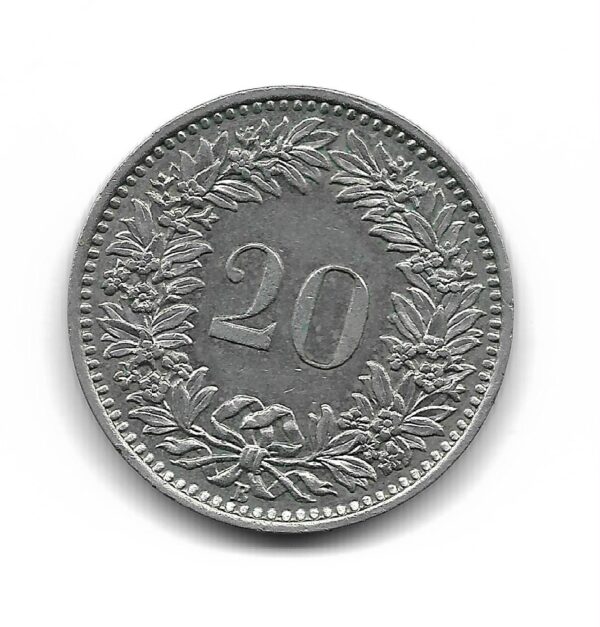 Suiza 20 Rappen 1955 KM29a EXC - Imagen 2