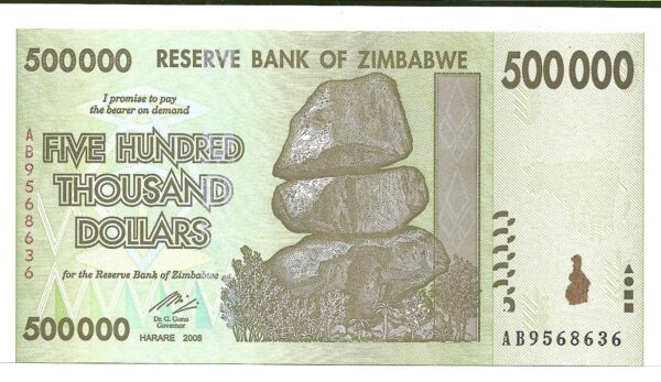 Zimbabwe 500000 Dolares 2008 P76 SC