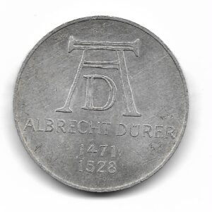 Alemania 5 Marcos de Plata 1971D Conmemorativa Alberto Durero KM129 EXC