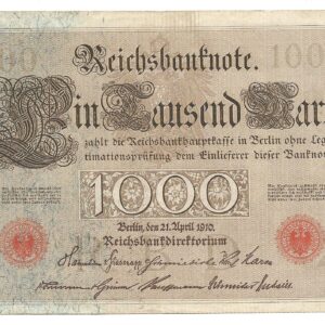 Alemania 1.000 Marcos año 1910 P44b 7 digitos sello Rojo EXC