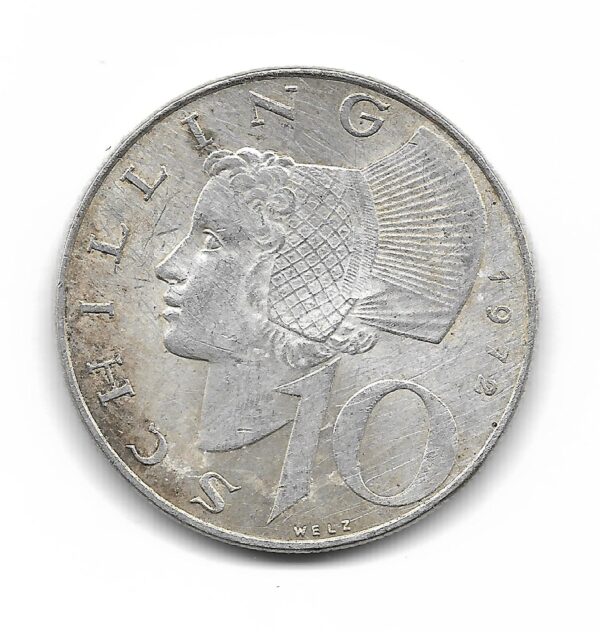 Austria 10 Schilling de Plata 1972 KM2882 EXC