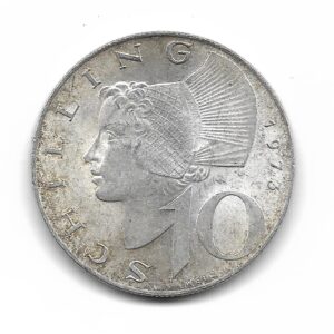 Austria 10 Schilling de Plata 1973 KM2882 EXC+