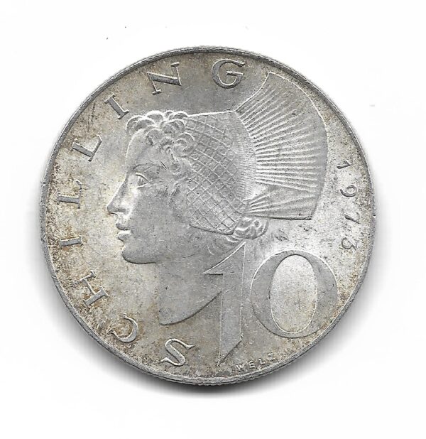 Austria 10 Schilling de Plata 1973 KM2882 EXC+