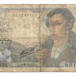 Francia 5 Francos 1945 P98a B+