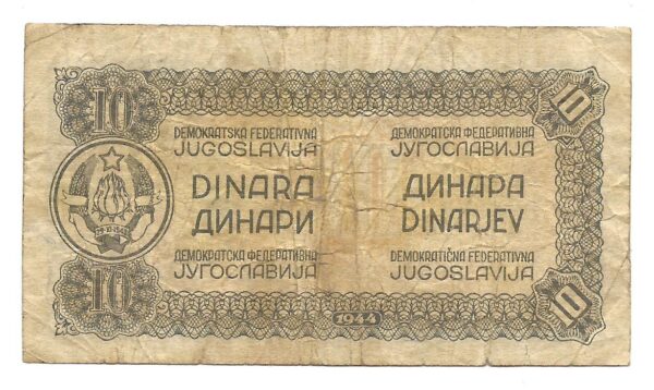Yugoslavia 10 Dinar 1944 P50a MB- - Imagen 2