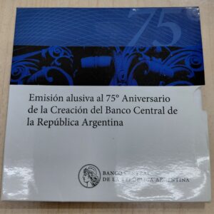 Argentina Blister 2 Pesos 75 Aniversario Banco Central 2010 Canto Liso BL45