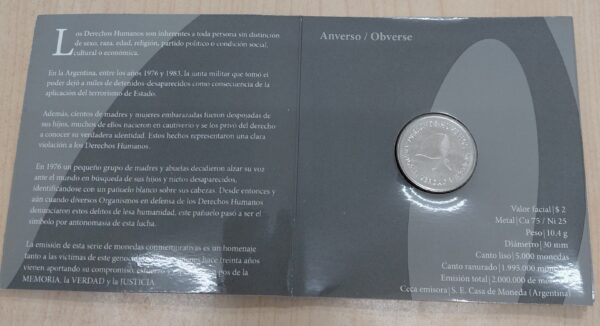 Argentina Blister 2 Pesos 2006 Derechos Humanos BL42 - Imagen 2
