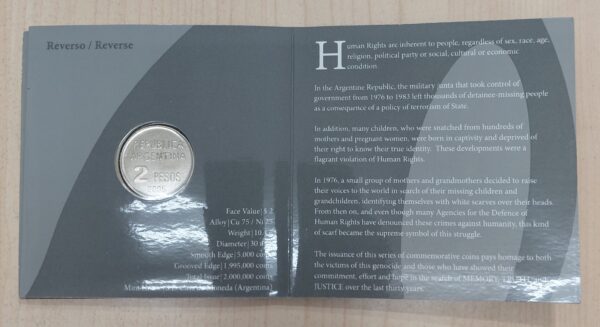 Argentina Blister 2 Pesos 2006 Derechos Humanos BL42 - Imagen 3