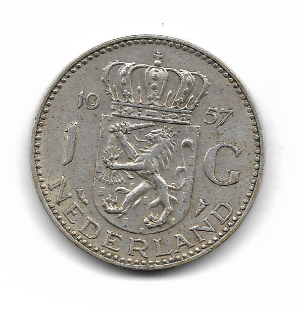 Holanda 1 Gulden de Plata 1957 KM184 MB+
