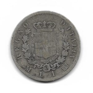 Italia 1 Lira de Plata 1863M KM5a.1 MB-