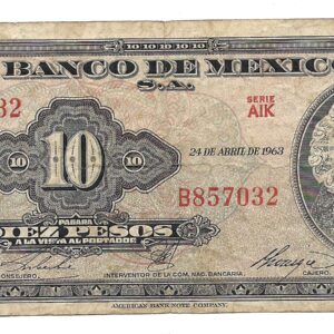 Mexico 10 Pesos 1963 P58J MB-