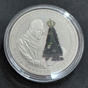 Islas Vírgenes Británicas 1 Dolar de Plata 2014 Visita a Brasil del Papa Francisco y Virgen de Aparecida Proof