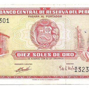 Peru 10 Soles de Oro 1972 P100c.1 SC