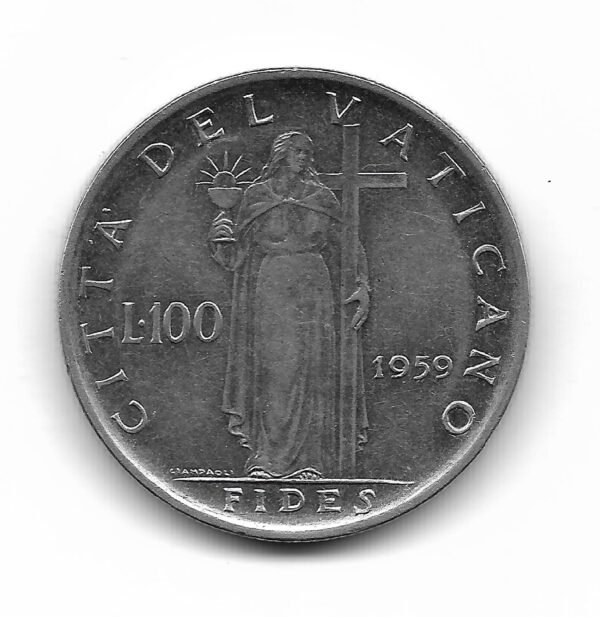 Vaticano 100 Liras 1959 Papa Juan XXIII Y64.1 EXC