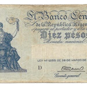 Argentina 10 Pesos Progreso Bottero 1887 Gagneaux-Casares MB-