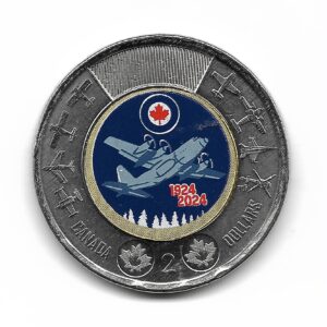 Canada 2 Dolares 1924-2024 Esmaltado Conmemorativo 100 Aniversario Fuerza Aerea Canadiense SC