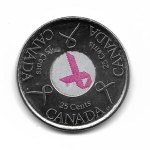 Canada 25 Cents 2006 Esmaltada Lucha Contra el Cancer de Mama KM635 SC