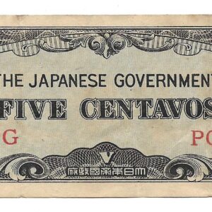 Filipinas Ocupacion Japonesa 5 Centavos 1942 M103 MB