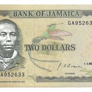 Jamaica 2 Dolares 1990 P69d SC