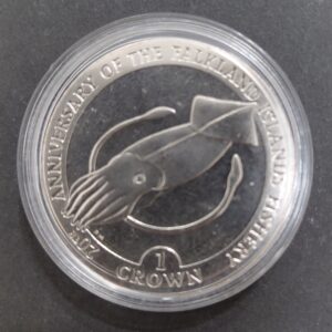 Islas Malvinas 1 Corona 2007 Aniversario de la Pesca Calamar Proof