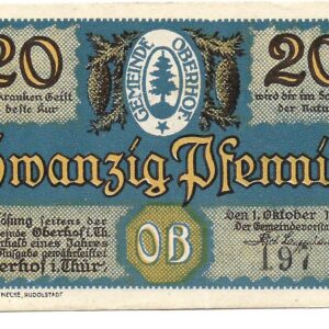 Alemania Notgeld Oberhof 20 Pfennig 1921 SC