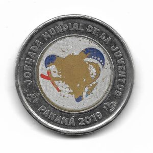 Panama  1 Balboa 2019 Esmaltado Conmemorativo Jornada Mundial de la Juventud KM168 SC