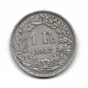 Suiza 1 Franco de Plata 1943 KM24 MB+