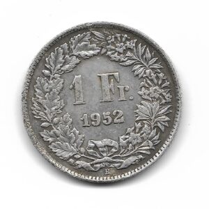 Suiza 1 Franco de Plata 1952 KM24 MB+