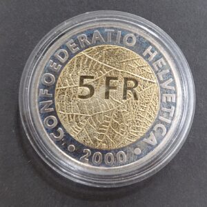 Suiza 5 Francos Bimetalico 2000 Conmemorativo 150 años de la Amonedacion Nacional KM91 SC