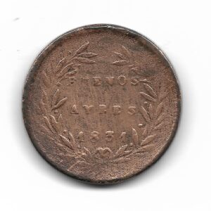 Buenos Aires 5 Decimos 1831 CJ12.2.3 acuñada sobre decimos B+