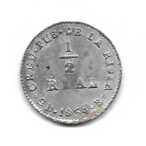 La Rioja 1/2 Real de Plata 1854 CJ73.1 EXC