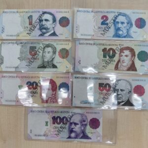 Argentina Set x 7 Muestras 1 a 100 Pesos Convertibles serie A Primer Diseño SC