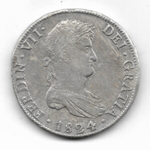 Potosi 8 Reales de Plata 1824 P.J Fernando VII CJ43.14 EXC