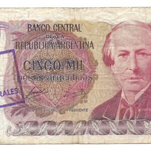 5000 Pesos Argentinos Resellado a 5 Australes Bottero 2703a Alonso-Concepcion B+